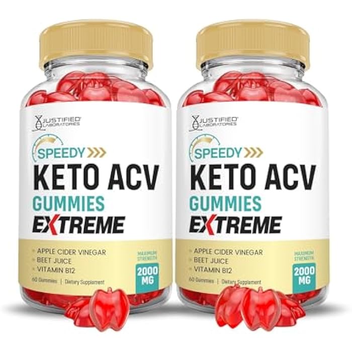 Justified Laboratories (2 Pack Speedy Keto ACV Gummies Extreme 2000MG Speedy Keto Gummies Advanced Formula Apple Cider Vinegar with Pomegranate Beet Juice Powder B12 Vegan Non GMO 60 Gummys - Image 1