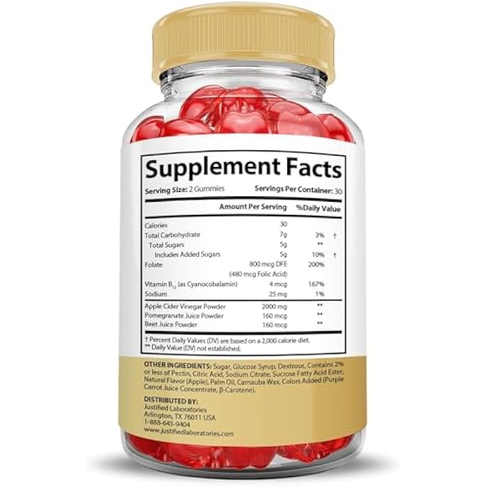 Justified Laboratories (2 Pack Speedy Keto ACV Gummies Extreme 2000MG Speedy Keto Gummies Advanced Formula Apple Cider Vinegar with Pomegranate Beet Juice Powder B12 Vegan Non GMO 60 Gummys - Image 2