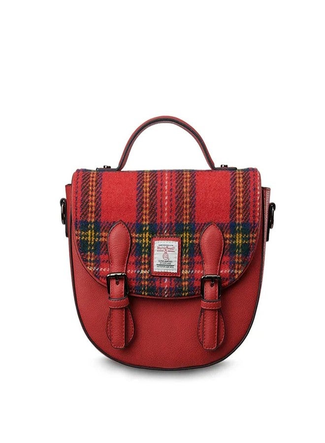 Islander The Mini Cobble Satchel - Small Ladies Crossbody Satchel with Harris Tweed (Royal Stewart Tartan) - Image 1