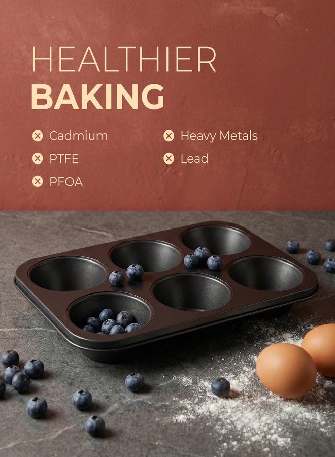 CARTMAN 2-Pack Jumbo Muffin Pan with 150 Cupcake Liners, Nonstick 6-Cup Large Muffin Tin for Baking, Food-Grade Carbon Steel Cupcake Pan for XL Treats & Egg Bites, Perfect for Family Breakfasts - Image 4