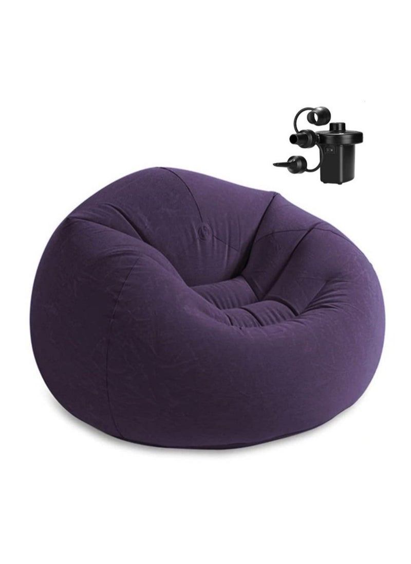 ULHYC Inflatable Deck Chair with Air Pump, Flocking PVC Lazy Inflatable Sofa Couch for Adults, Chaise Lounges  - Image 2