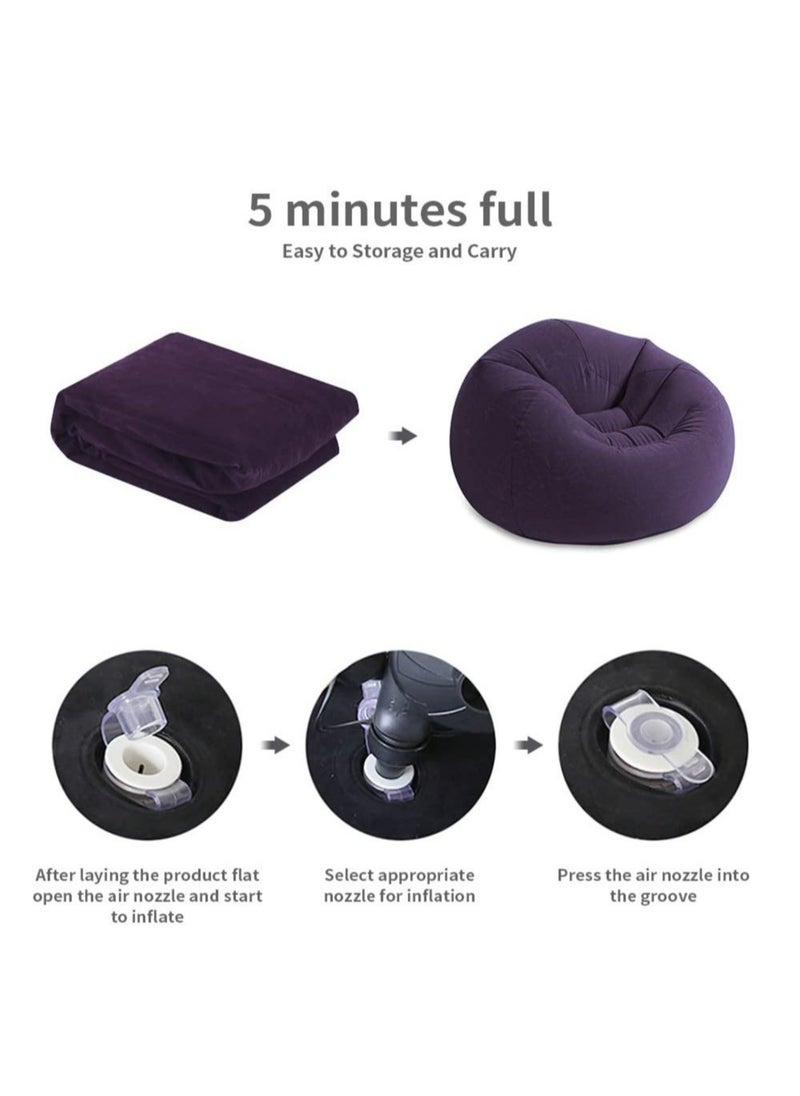 ULHYC Inflatable Deck Chair with Air Pump, Flocking PVC Lazy Inflatable Sofa Couch for Adults, Chaise Lounges  - Image 5