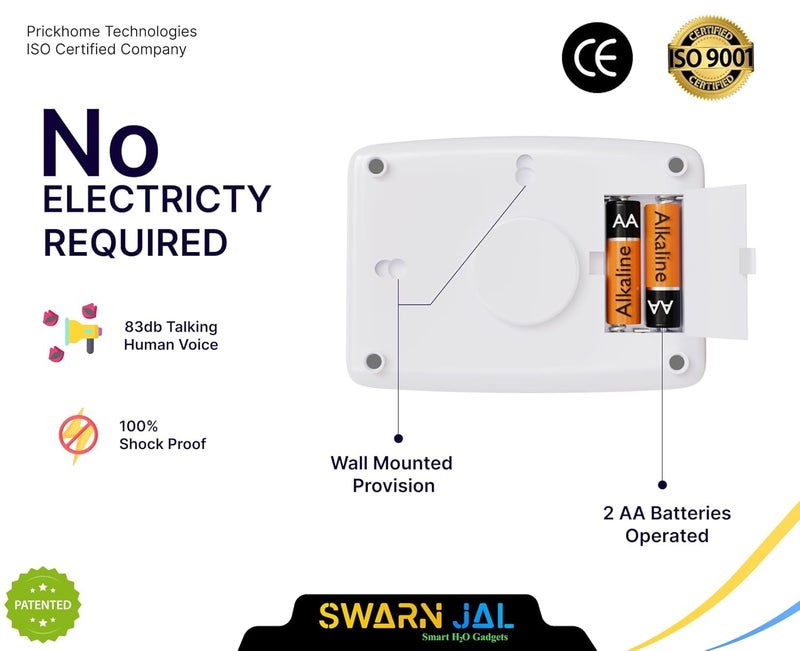 Swarn Jal Swarn Jal Model AVO Water Tank Alarm Overflow Control Bell CellBattery Powered Loud Human Voice Brass Sensors 100 Shock Proof 13 Years Cell Life One Year Complete Warranty  - Image 2