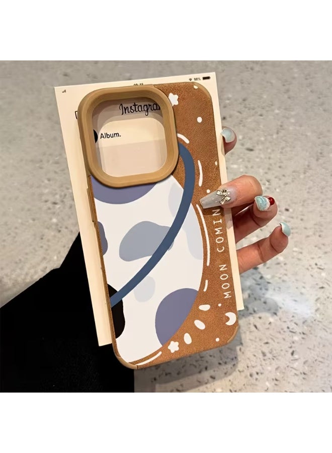 Temu Blue Moon phone case, faux leather with a large opening, compatible with iPhone 14. A great Christmas or New Year's gift. Durable, shockproof, and scratch-resistant case.