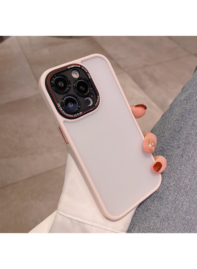 Metal Lens Ring For Iphone16Pro Phone Case Skin Feeling For Iphone 14/13 Lycra Frosted Protective Cover 2-Color:Pink-Applicable Model:For Iphone14ProMax  - Image 1