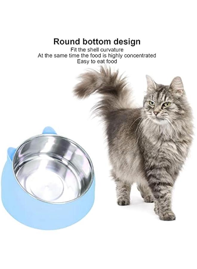 Heated Pet Bowl, Portable Heated Water Bowl Nordic Stainless Steel to Cervical Spine Constant Temperature Cat Food Bowl US Plug 100‑240V (Blue)  - Image 3