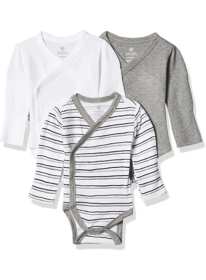 The Honest Company The Honest Company Unisex Baby 3-Pack Organic Cotton Long Sleeve Side-Snap Kimono Bodysuits - Image 1