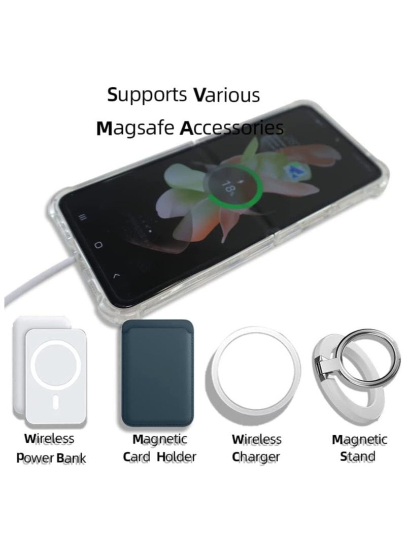 ELTRAZONE Samsung Galaxy Z flip 4 Clear Magnetic Cover | Mag Safe Compatible | Clear Hard Back Case | Shockproof Silicone Frame Edge Bumper | Slim Transparent Case - Image 4