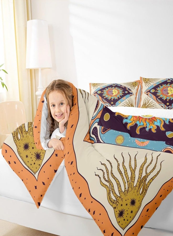 Man Fei Manfei Sun Moon Trippy Comforter Set King, Star Galaxy Boho Exotic Bedding Set 3pcs for Kids Teens Adults Room Decor, Geometric Creative Quilt Set, Colorful Bright Duvet Insert with 2 Pillowcases - Image 3