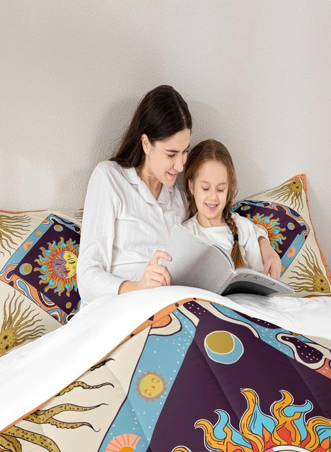 Man Fei Manfei Sun Moon Trippy Comforter Set King, Star Galaxy Boho Exotic Bedding Set 3pcs for Kids Teens Adults Room Decor, Geometric Creative Quilt Set, Colorful Bright Duvet Insert with 2 Pillowcases - Image 2