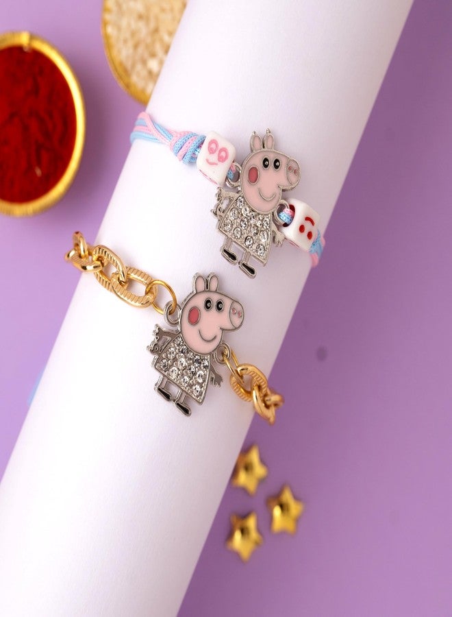 DECORATIVE BUCKETS Rakhi for kids |peppa rakhi | Sibling rakhi |Rakhi combo |rakhi for brother |rakhi for girls| |kids rakhi |rakhi for boys |evil eye rakhi| peppa pig rakhi| (GEORGE PIG PAIR RAKHI) - Image 3
