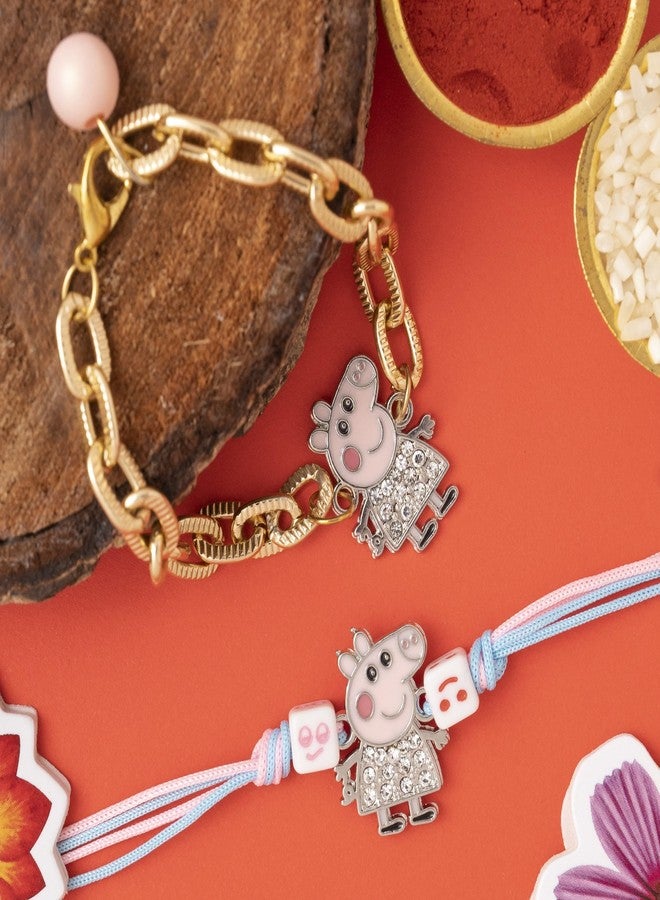 DECORATIVE BUCKETS Rakhi for kids |peppa rakhi | Sibling rakhi |Rakhi combo |rakhi for brother |rakhi for girls| |kids rakhi |rakhi for boys |evil eye rakhi| peppa pig rakhi| (GEORGE PIG PAIR RAKHI) - Image 2