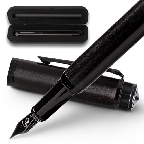 Ellington Pens Luxury Wood Fountain Pen Set – Fine Nib - Includes 6 Ink Cartridges, Wooden Pen Gift Box, Ink Converter - Wood Pen For Writing, Calligraphy, Journaling, Drawing (Ebon Elegance) - Image 1