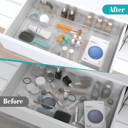 StorMiracle 13 PCS Clear Plastic Drawer Organizers Set, 4 Size Desk Drawer Organizer Trays for Makeup, Jewelry, Kitchen Utensils, Gadgets and Office Accessories - Image 4
