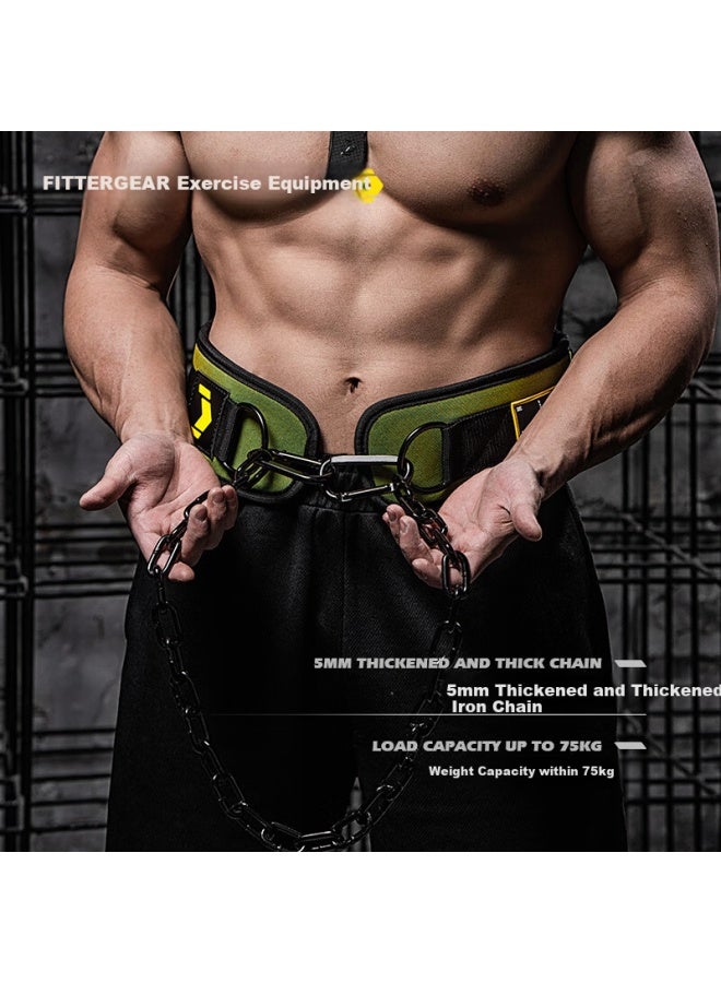 FITTERGEAR Fittergear Weighted Dip Belt With Chain For Pull Ups And Squats - Military Green  - Image 1