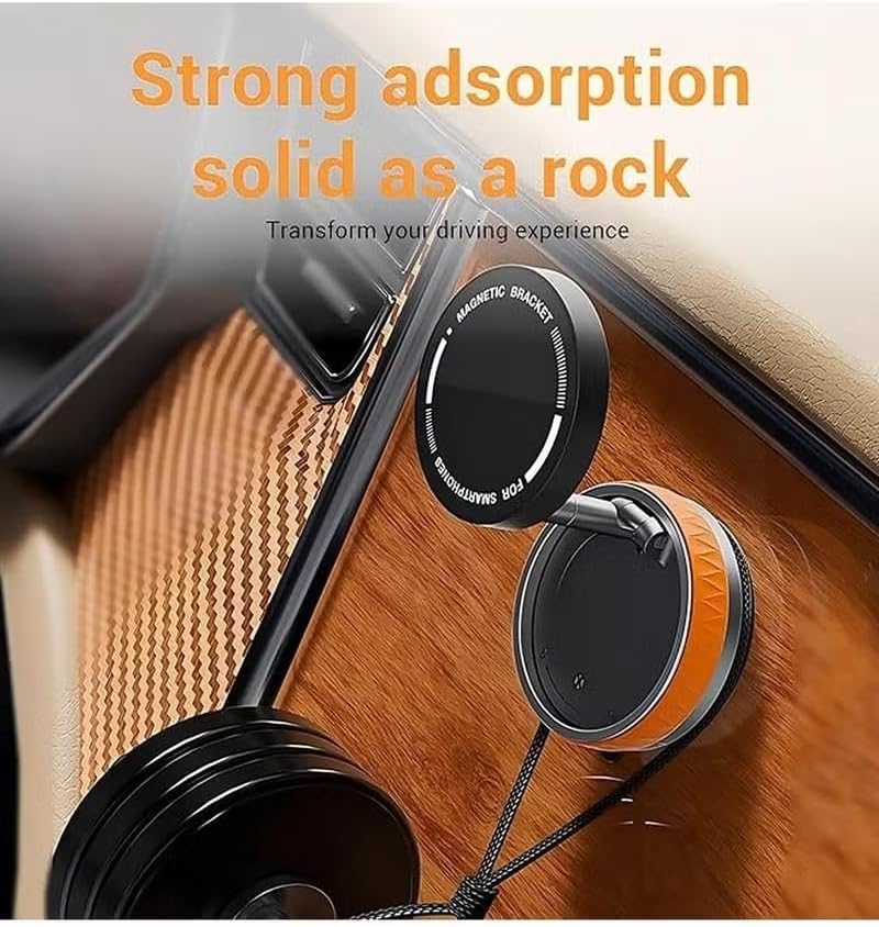 Smart Fitter Rotatable Magnetic Car Phone Mount for iPhone and MagSafe Case, Ultra Strong Suction Holder for Gym, Mirror, Smooth Surface, Orange - Image 2