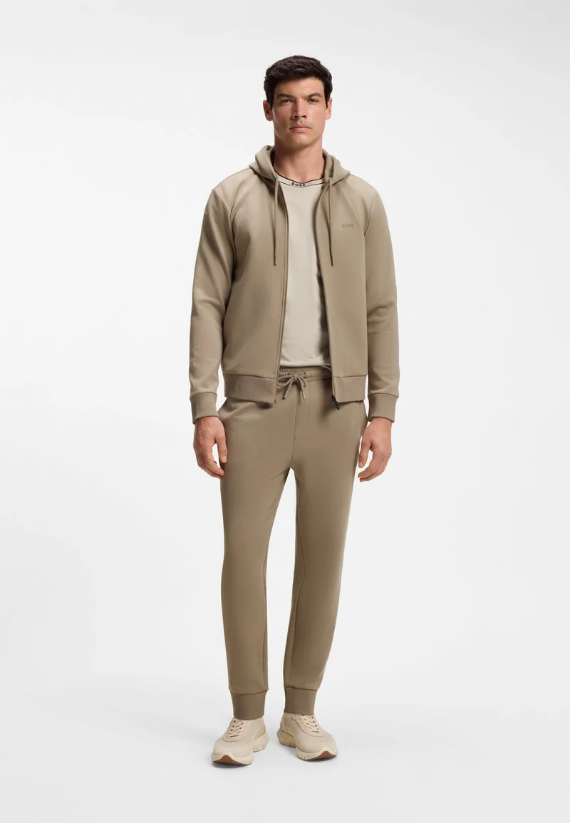 BOSS Light Green Zip-up hoodie in stretch cotton with logo detail for Men | Best Price UAE