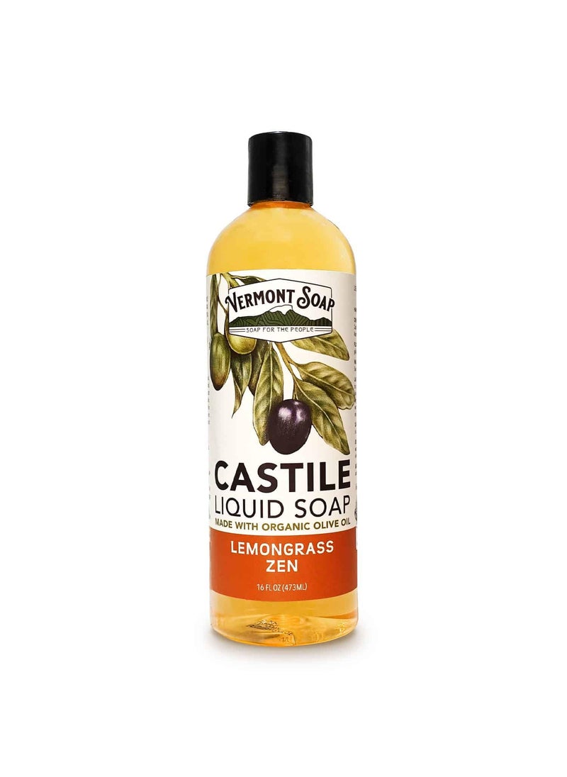 vermont soap - Vermont Castile Lemongrass Zen Soap Gentle Liquid Soap for Sensitive Skin  Natural Body Wash Organic Hair Shampoo for Oily Hair Aloe Castile Soap for Men  Women  16 Oz - Image 1