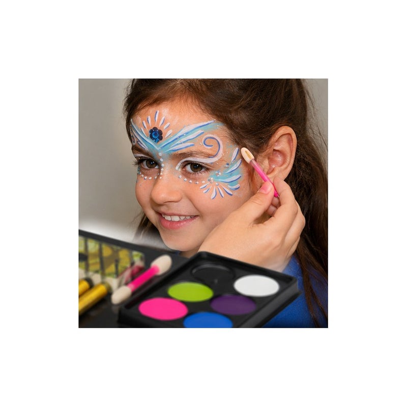 Kids Face Paint Kit with Glitter, Includes Colour Palette, Crayons and Sponges, Halloween Party Face Painting Set - Image 3