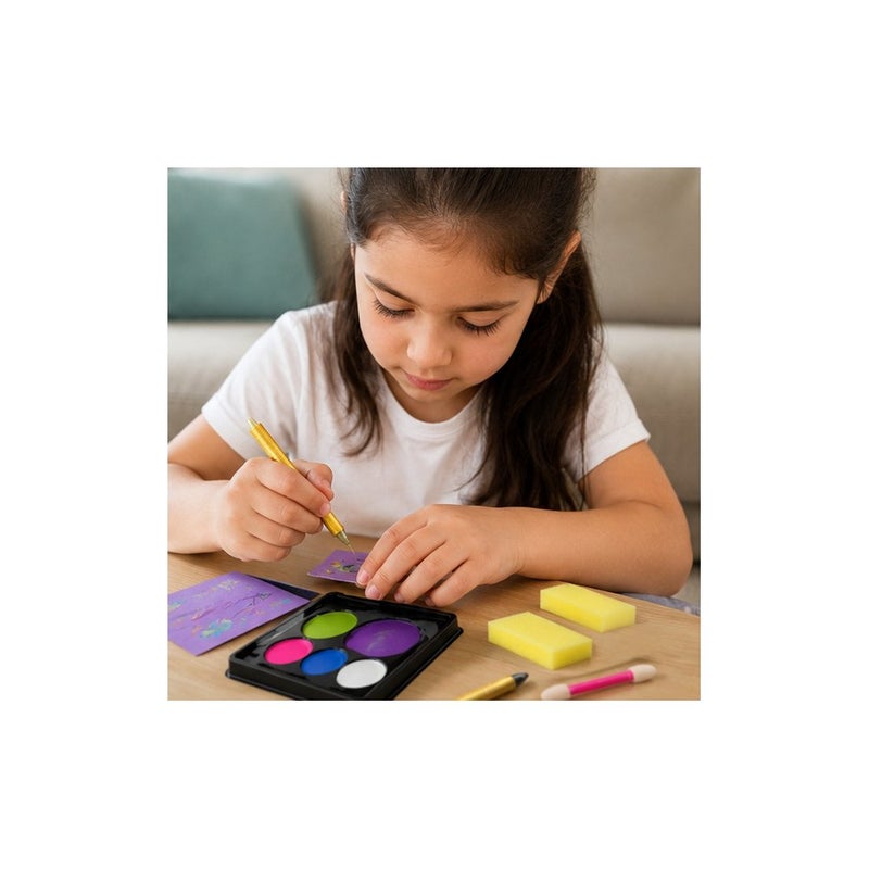 Kids Face Paint Kit with Glitter, Includes Colour Palette, Crayons and Sponges, Halloween Party Face Painting Set - Image 4