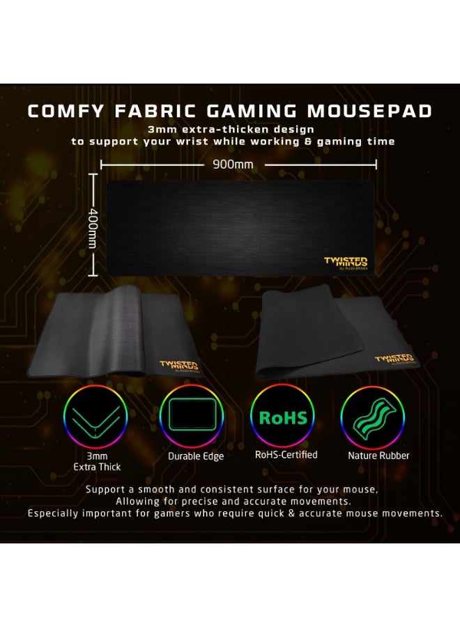 Twisted Minds 4-in-1 Gaming Bundle – TM-HORIZON-X - 87-Key Wired Mechanical Keyboard, Adjustable DPI, 40mm Driver Headset, Over sized 400×900×3MM Mouse Pad – Ergonomic Design for PC Gamer black - Image 4