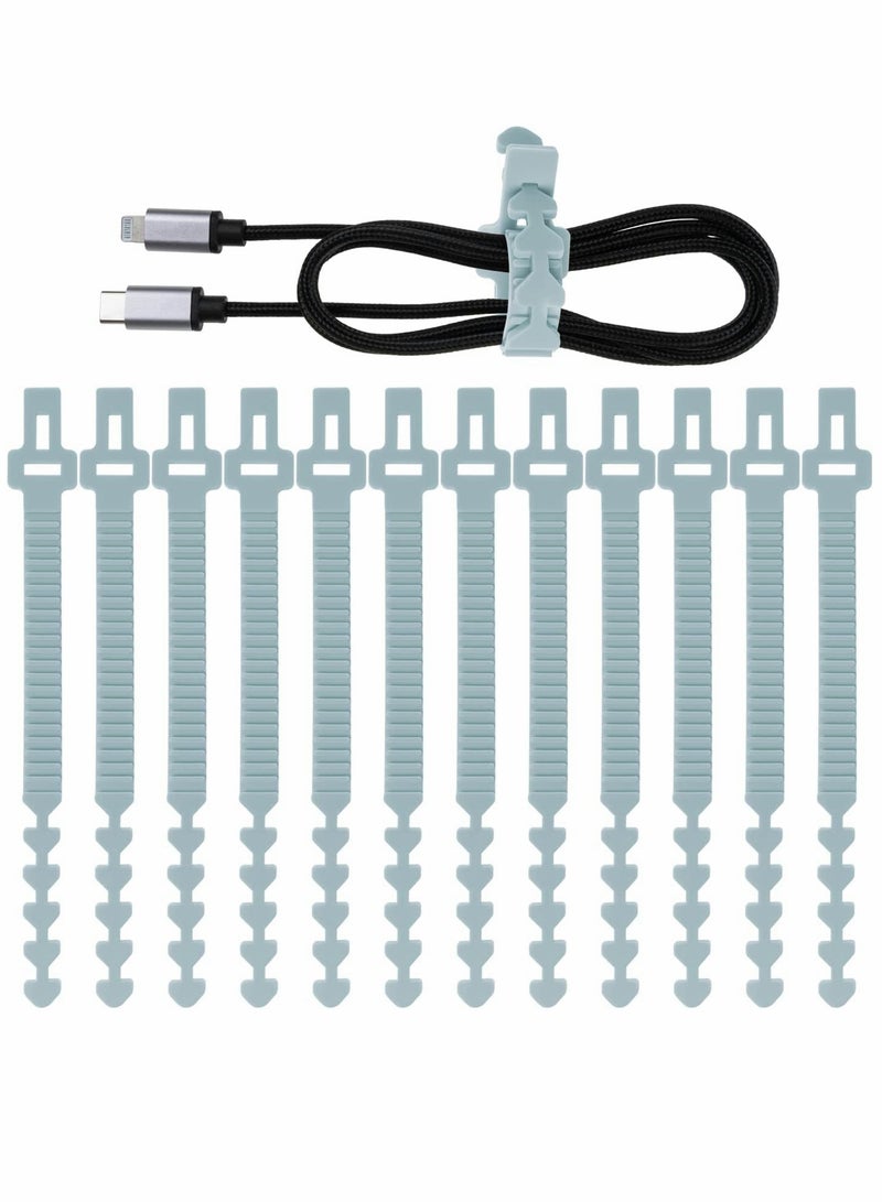 KASTWAVE Self-Locking Silicone Cable Ties, 9.5Inch Long Cord Organizer for Phone, Computer, TV, All Appliances, Multi-Purpose Wire Management in Home, Kitchen, Office, School, Workshop 12pcs  (Blue)  - Image 1