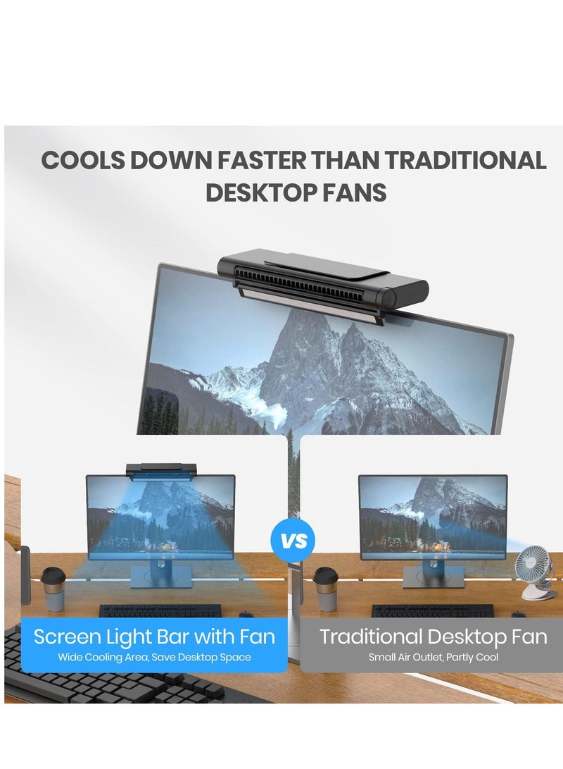 Excefore Monitor Light Bar, Screen Light Bar with Cooling Fan, Screenbar Monitor USB Powered LED Light Eye Care Reading Task Lamp for Desk Gaming Home Office - Image 4