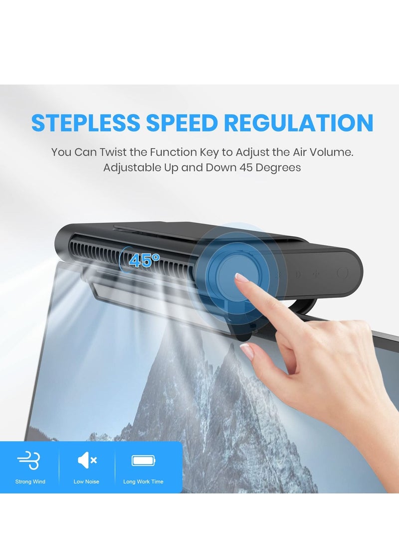 Excefore Monitor Light Bar, Screen Light Bar with Cooling Fan, Screenbar Monitor USB Powered LED Light Eye Care Reading Task Lamp for Desk Gaming Home Office - Image 2