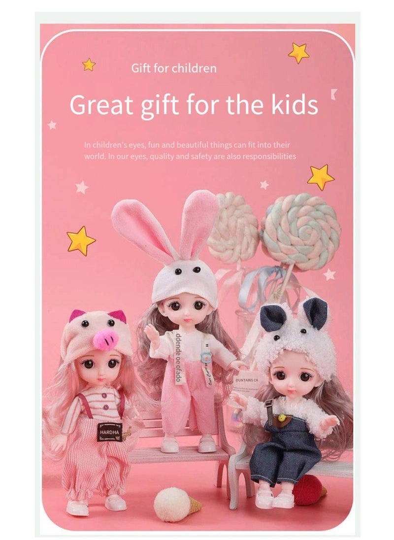 17 cm small doll princess gift box set children's girl clothes changeable dress-up Fashion Dolls Collection Set, 5 Pieces with Different Outfits, Pink Gift Box Girl gift (mew)  - Image 5