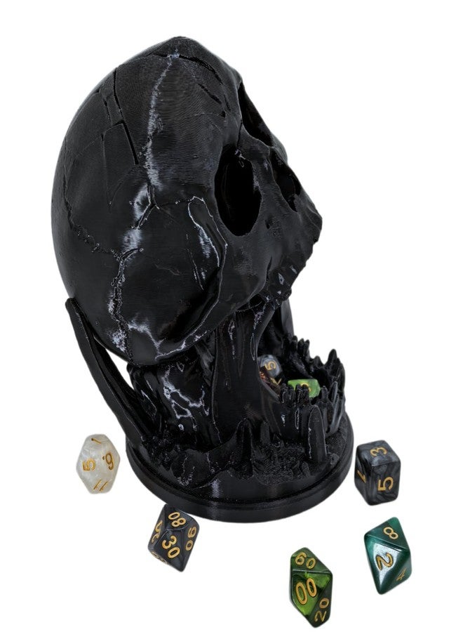 XJPONGC Skull Dice Tower Dungeons and Dragons 22mm D20 Miniature Wargaming RPG abletop Roleplaying Game Jail D&D (Random 7PCS D20 Dice Set Included) (Black) - Image 4