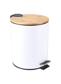 AMERTEER Trash Can | Garbage Can with Lid | 3 litre Capacity Garbage Bin for Home | Round Trash Bin with Inner Bucket | Trash Can with Foot Pedal for Bathroom, Bedroom, Kitchen and Office (White)  - Image 1