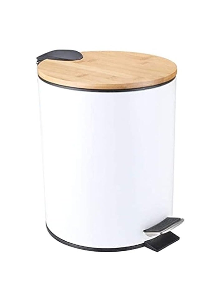 AMERTEER - Trash Can | Garbage Can with Lid | 3 litre Capacity Garbage Bin for Home | Round Trash Bin with Inner Bucket | Trash Can with Foot Pedal for Bathroom, Bedroom, Kitchen and Office (White) - Image 1