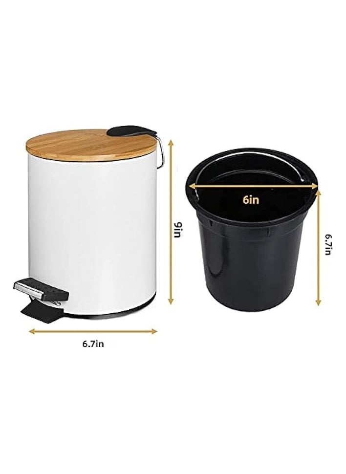 AMERTEER - Trash Can | Garbage Can with Lid | 3 litre Capacity Garbage Bin for Home | Round Trash Bin with Inner Bucket | Trash Can with Foot Pedal for Bathroom, Bedroom, Kitchen and Office (White) - Image 1