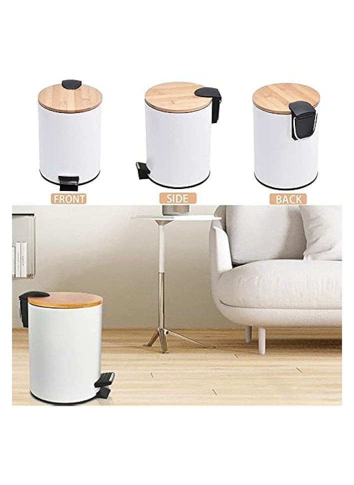 AMERTEER - Trash Can | Garbage Can with Lid | 3 litre Capacity Garbage Bin for Home | Round Trash Bin with Inner Bucket | Trash Can with Foot Pedal for Bathroom, Bedroom, Kitchen and Office (White) - Image 1