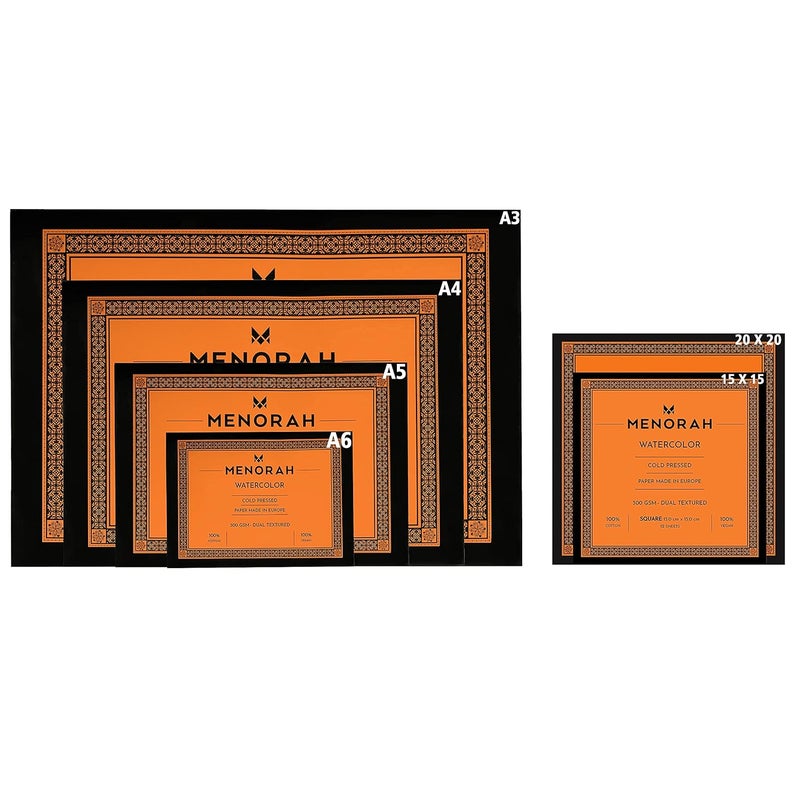 MENORAH A6 100 Cotton Watercolor Sketchbook 300 GSM Water Color Paper Loose Sheets 105 cm x 148 cm 18 Sheets 36 Pages Watercolour Artist Sketchbook Glued End Pad - Image 4