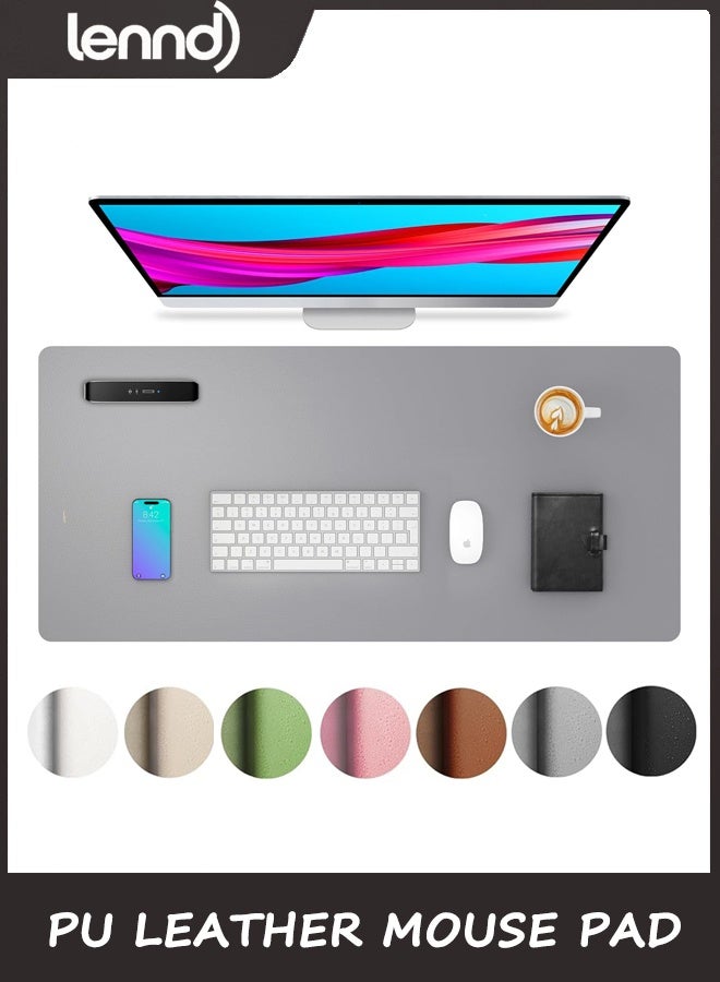 LENND Non-Slip PU Leather Mouse Pad Waterproof Laptop Desk Pad Protector, Blotter Mat, Writing and Mouse Pad for Office & Home, Beige, 40cm x 80cm, Large(Light Grey,40cm x 80cm) - Image 1