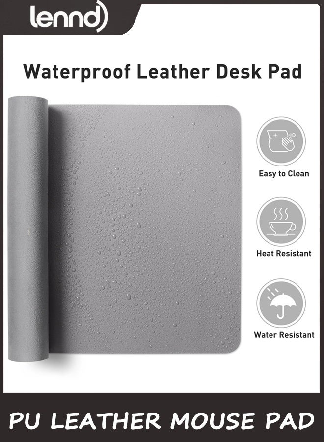 LENND Non-Slip PU Leather Mouse Pad Waterproof Laptop Desk Pad Protector, Blotter Mat, Writing and Mouse Pad for Office & Home, Beige, 40cm x 80cm, Large(Light Grey,40cm x 80cm) - Image 5