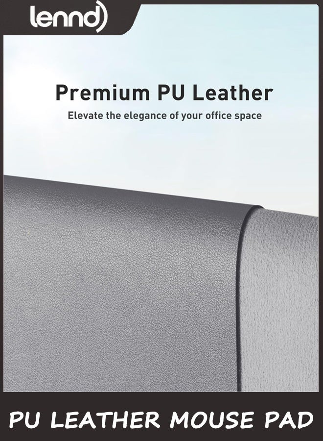 LENND Non-Slip PU Leather Mouse Pad Waterproof Laptop Desk Pad Protector, Blotter Mat, Writing and Mouse Pad for Office & Home, Beige, 40cm x 80cm, Large(Light Grey,40cm x 80cm) - Image 2