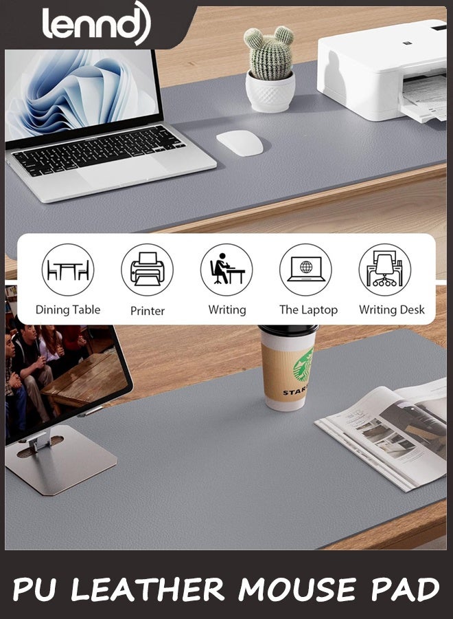 LENND Non-Slip PU Leather Mouse Pad Waterproof Laptop Desk Pad Protector, Blotter Mat, Writing and Mouse Pad for Office & Home, Beige, 40cm x 80cm, Large(Light Grey,40cm x 80cm) - Image 4