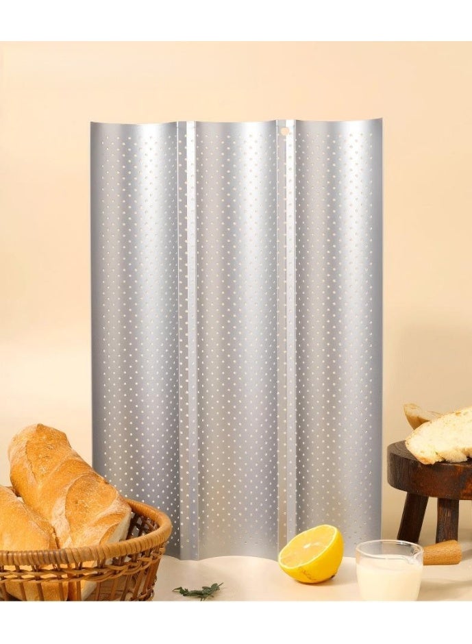 Baguette Bread Pan, Premium Nonstick Perforated Baguette Pan for French Bread Baking, 3 Loaves Baguette Baking Tray for Sourdough, Italian Bread, Perfect for Creating Crisp Golden-Brown Crust - Image 3