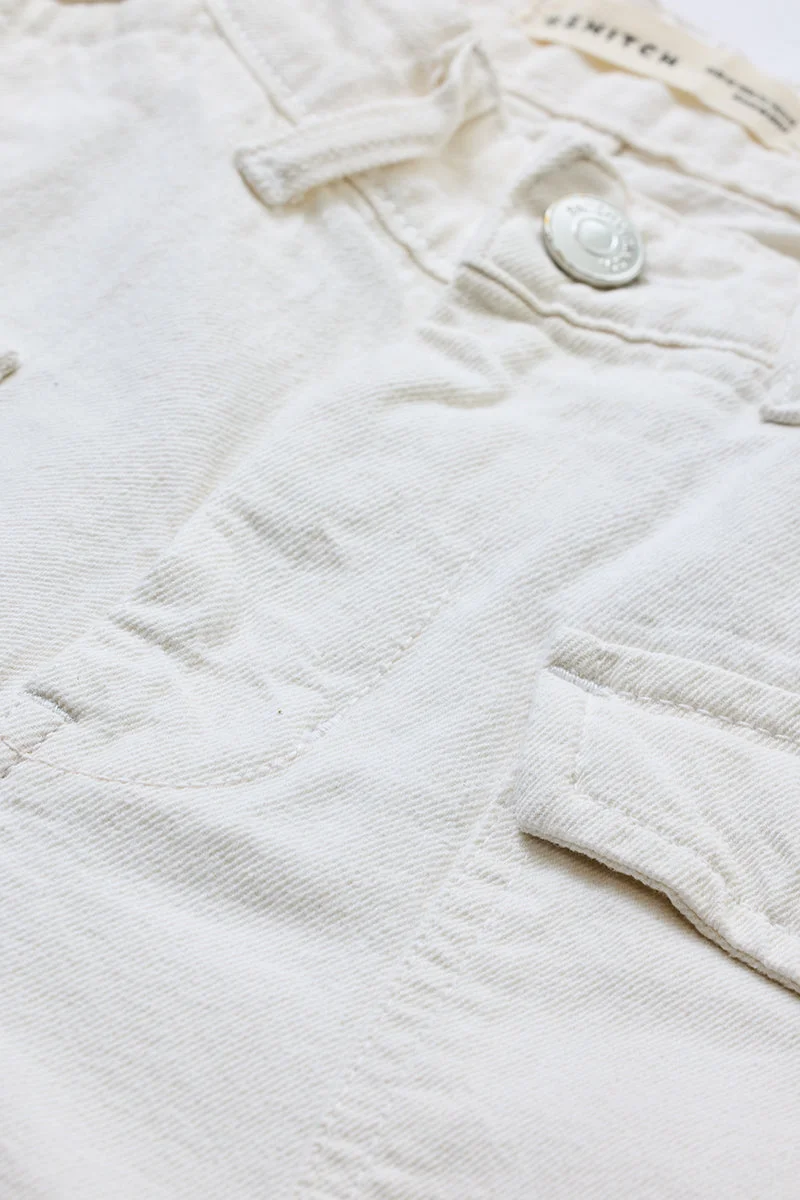 سنيتش بنطلون كارغو قطني مريح بلون أوف وايت