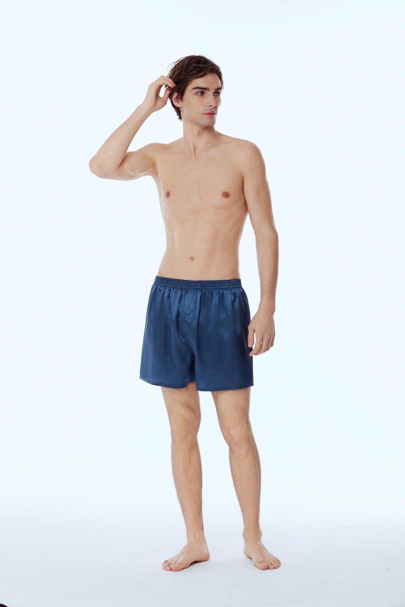 Jveyvth Men's Satin Boxers Pack Silky Boxer Shorts for Men, Silk Feeling Men's Underwear with Button Fly Pajamas Sleep Shorts - Image 3
