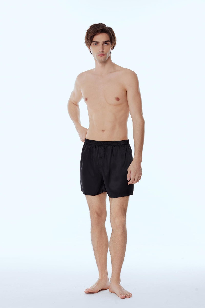 Jveyvth Men's Satin Boxers Pack Silky Boxer Shorts for Men, Silk Feeling Men's Underwear with Button Fly Pajamas Sleep Shorts - Image 2