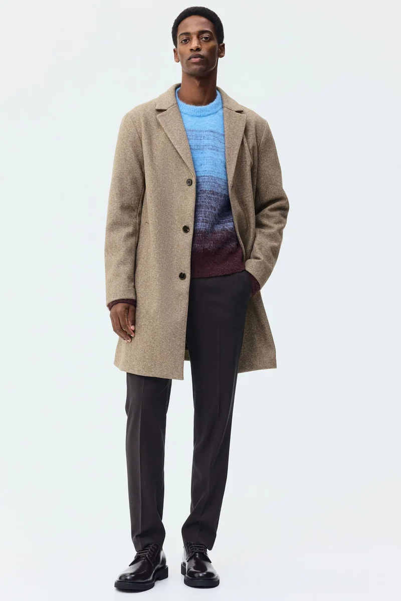 اتش اند ام معطف عادي بصف واحد من الأزرار