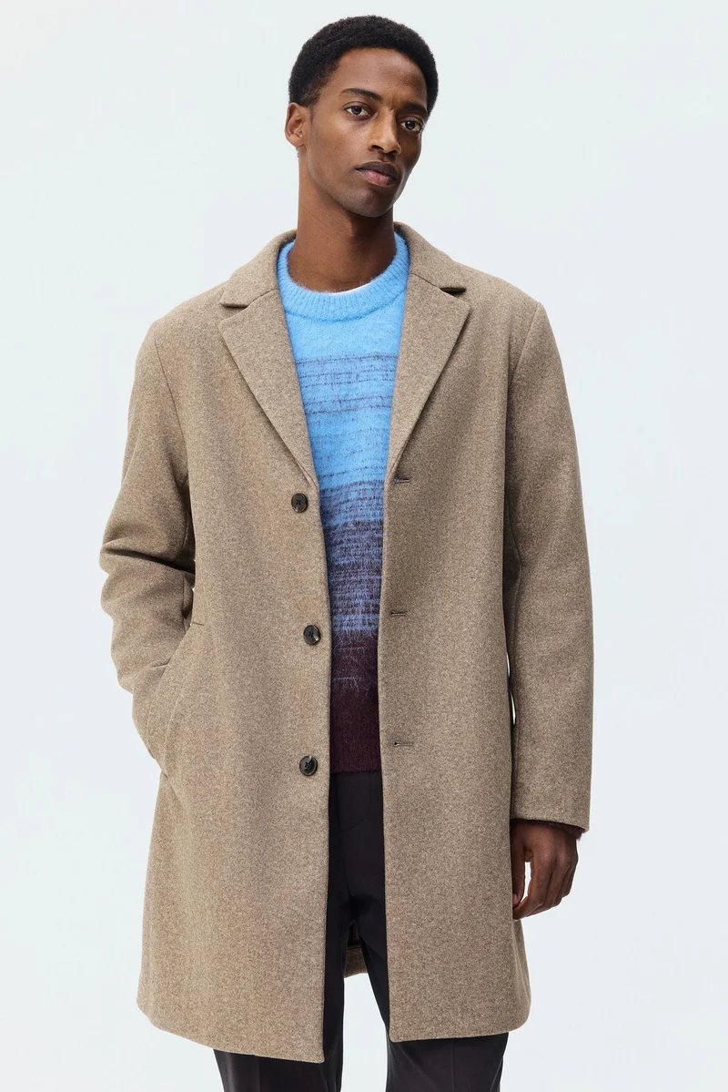 اتش اند ام معطف عادي بصف واحد من الأزرار