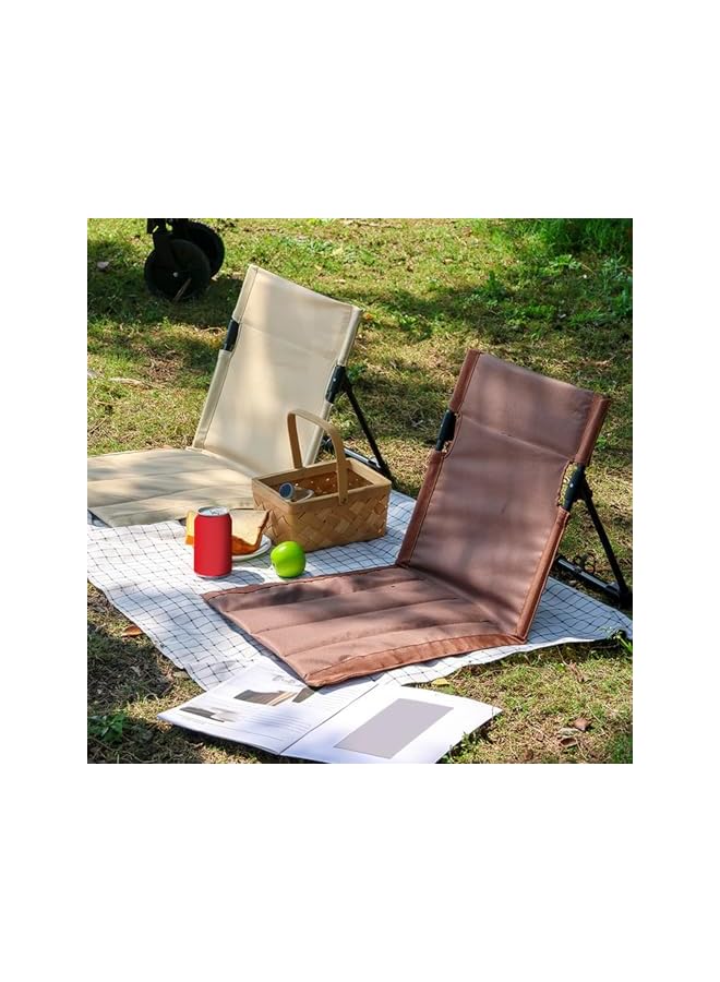 PROMASS Lightweight Compact Adjustable Beach Floor Chair, Portable Foldable Breathable Camping Chair With Back Support, Outdoor Fishing Chair (Khaki) - Image 3