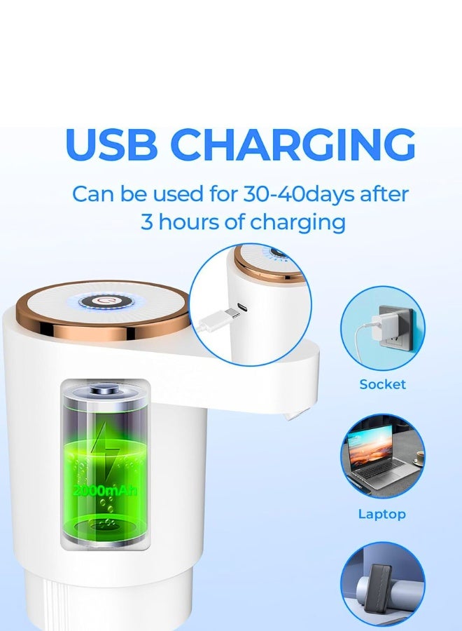Chase Up Water Dispenser Pump Electric,Double Pumps High Horsepower,Double Water Outlets,Type-c Interface Charging Portable Electric Water Pump Jugs,USB C Charging,for Office,Home,Kitchen White - Image 4