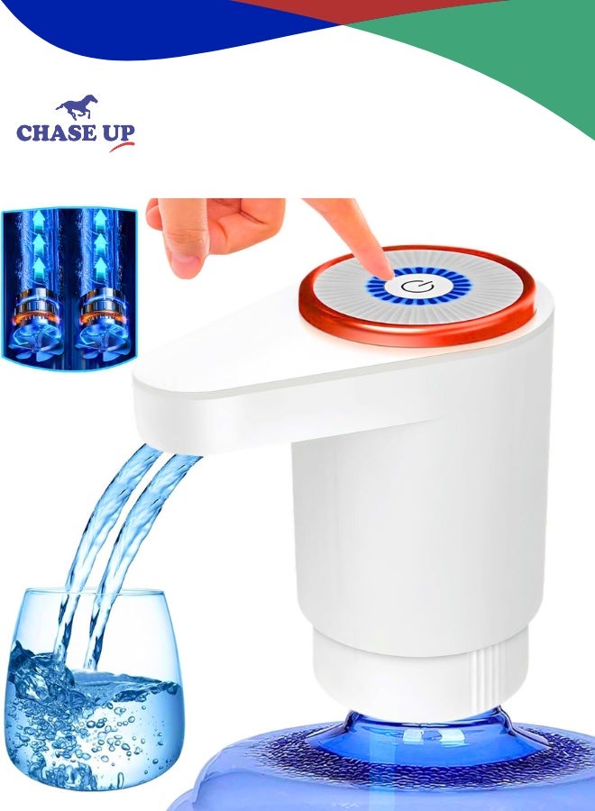 Chase Up Water Dispenser Pump Electric,Double Pumps High Horsepower,Double Water Outlets,Type-c Interface Charging Portable Electric Water Pump Jugs,USB C Charging,for Office,Home,Kitchen White - Image 1