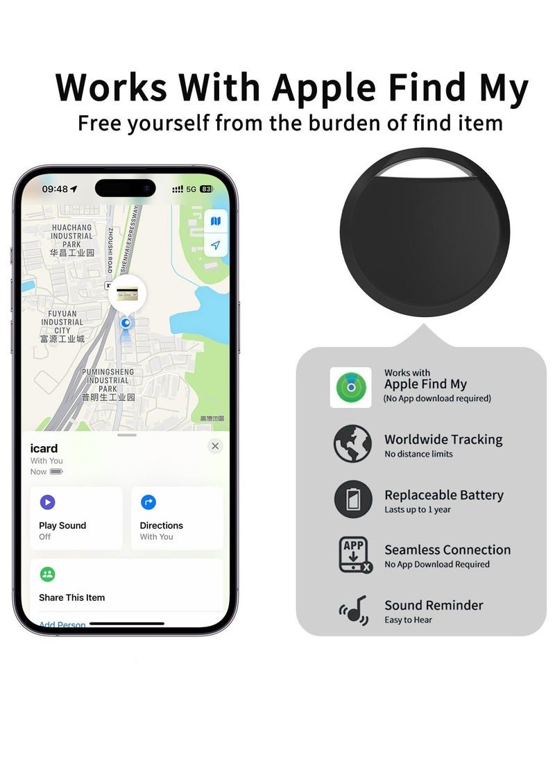 HEYAN Smart Trackers 2 Pack Work with Apple Find My (iOS Only), Lightweight Tag Prevent Loss of Luggage Wallets Keys Bags,Replaceable Battery,IP67 Waterproof - Image 3