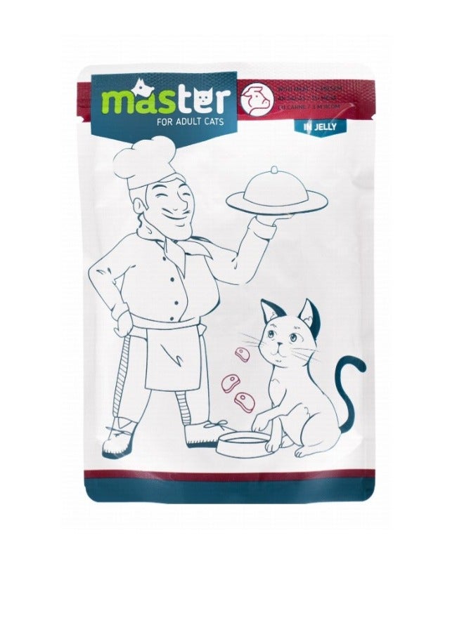 Master Complete Wet Food with Meat in Jelly for Adult Cats 80g